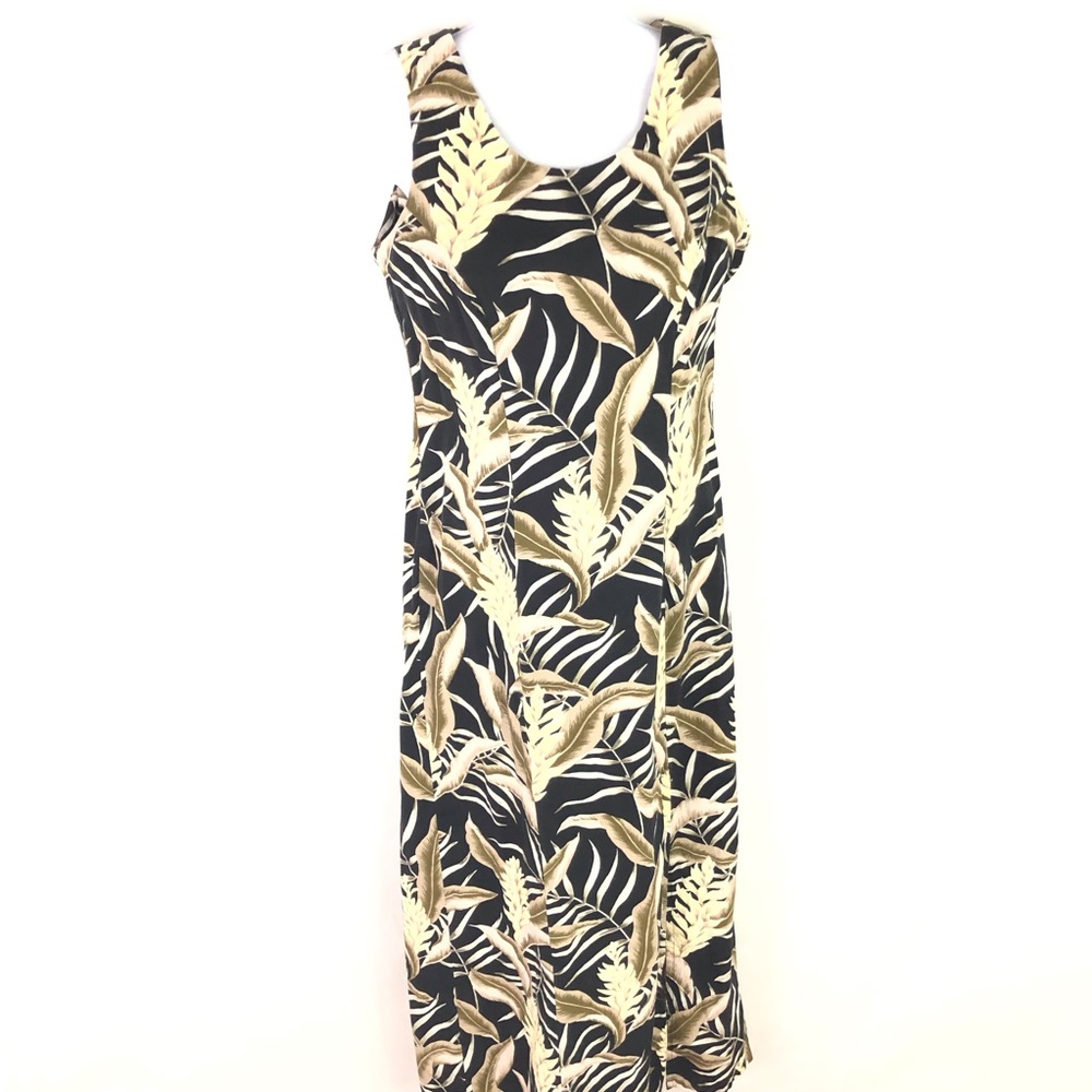 Kona Malia Hawaiian Palm Leaves Maxi Dress USA XS